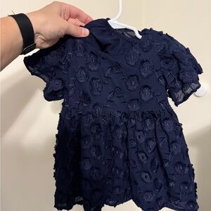 Navy Blue Floral Baby Dress